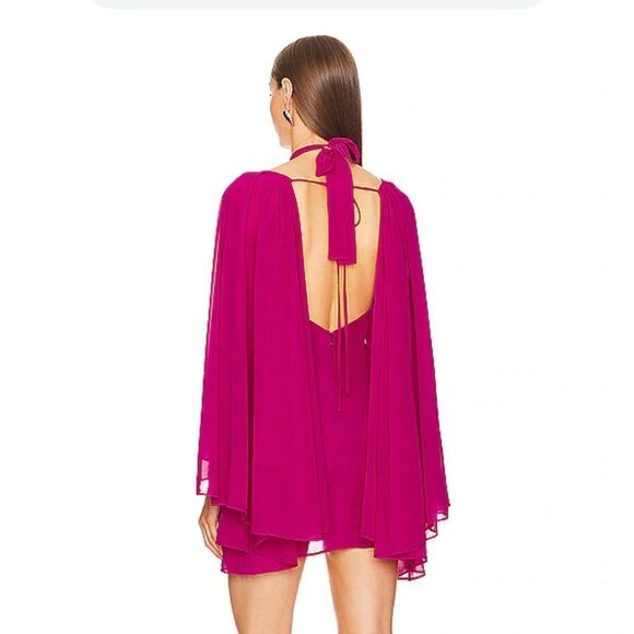 NWT Michael Costello Revolve Constance Mini Dress Fuschia pink chiffon S - Picture 4 of 14